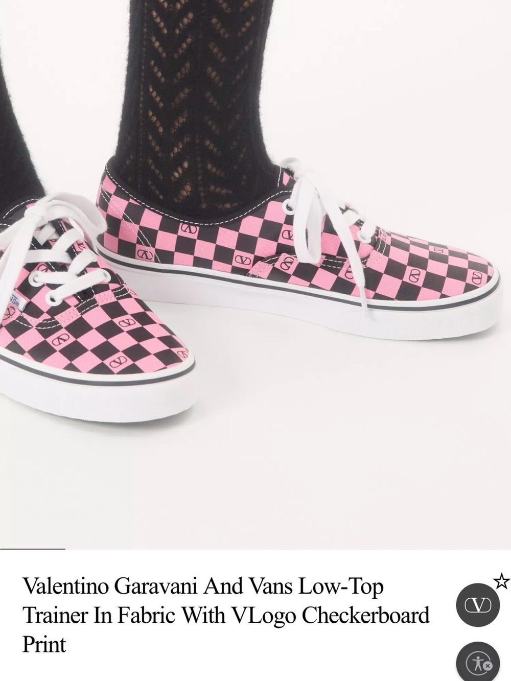 Valentino & Vans Collaboration: Pink/Black Checkered Sneakers, size 9 - Picture 2 of 9